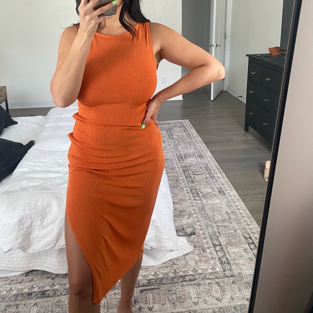 Orange midi dress size 06